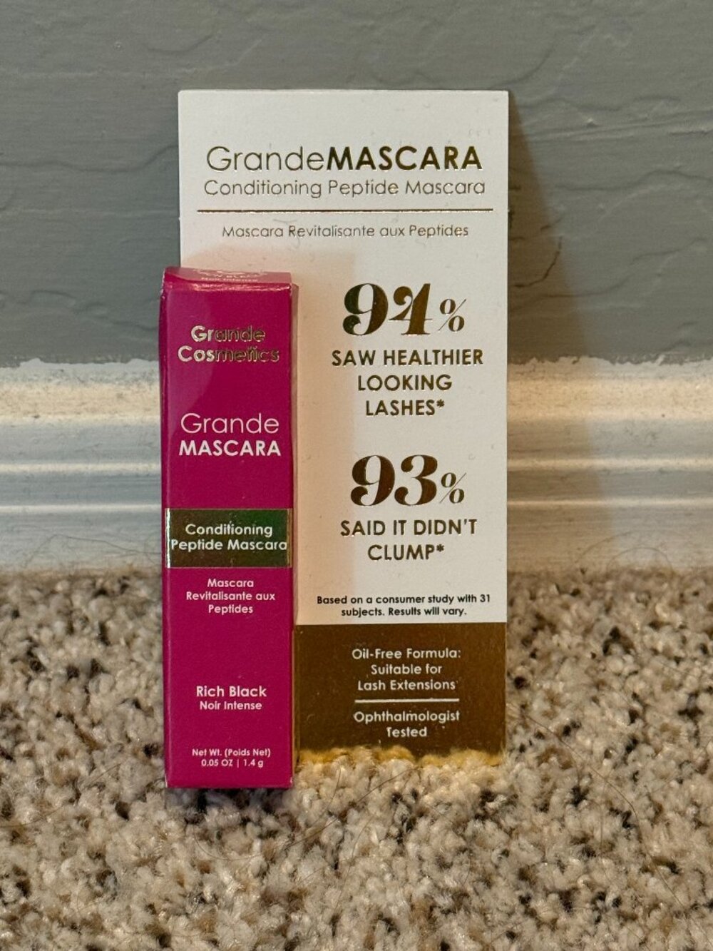 NIB Grande Cosmetics | Mini Conditioning Peptide Mascara | Noir Intense